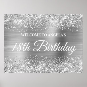 Silver Glitter and Foil 18th Birthday Welcome Poster