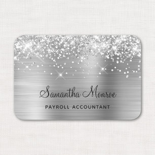 Silver Glitter and Foil Name Tag
