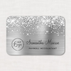 Silver Glitter and Foil with Logo Name Tag