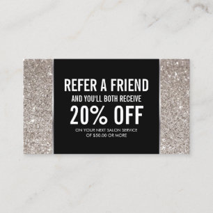 Silver Glitter and Glamour Referral Card