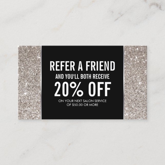 Silver Glitter and Glamour Referral Card (Front)