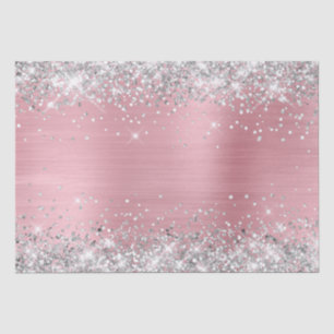 Silver Glitter and Light Pink Ombre Foil Tissue Paper