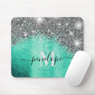 Silver Glitter and Metal Mouse Mat
