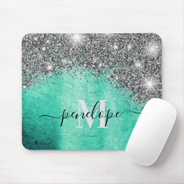 Silver Glitter and Metal Mouse Mat (With Mouse)