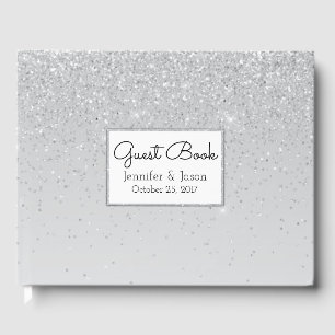 Silver Glitter and Shine Wedding Guest Book