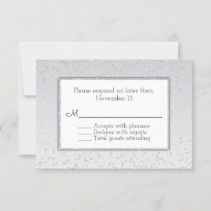 Silver Glitter and Shine Wedding RSVP Card