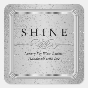 Silver Glitter and Silver Labels Square