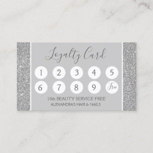 Silver Glitter and Sparkle Girly Loyalty Punch Card