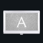 Silver Glitter and Sparkle Monogram Business Card Holder<br><div class="desc">Silver Faux Glitter and Sparkle Elegant Monogram Business Card Holder. This Business Card Holder can be customised to include your initial and first name.</div>
