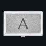 Silver Glitter and Sparkle Monogram Business Card Holder<br><div class="desc">Silver Faux Glitter and Sparkle Elegant Monogram Business Card Holder. This Business Card Holder can be customised to include your initial and first name.</div>