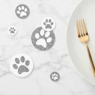 Silver Glitter Animal Paw Prints Table Sprinkle Confetti
