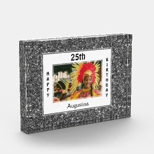 SILVER Glitter    ANY AGE   Happy 25th Birthday Photo Block