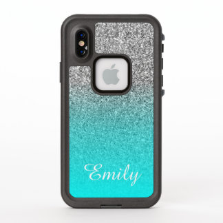 Silver Glitter Aqua Ombre Personalised