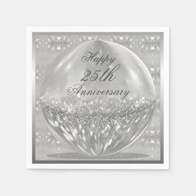 Silver Glitter Ball Napkins (Front)