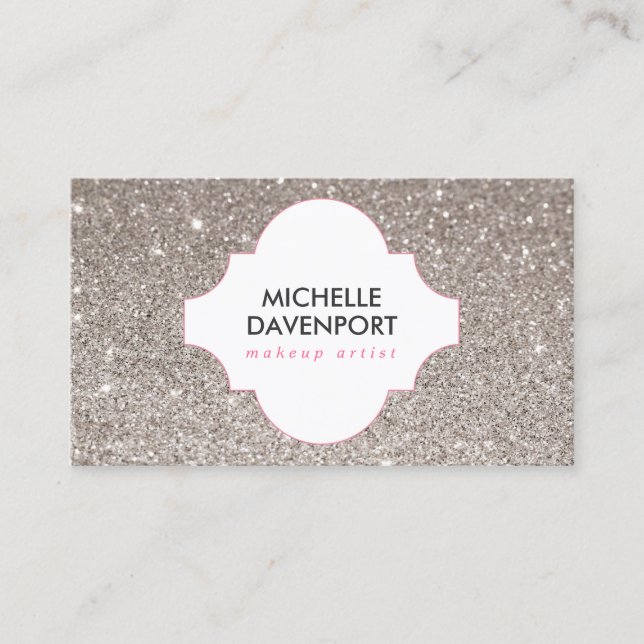 SILVER GLITTER BEAUTY, MAKEUP ARTIST, SALON BUSINESS CARD (Front)