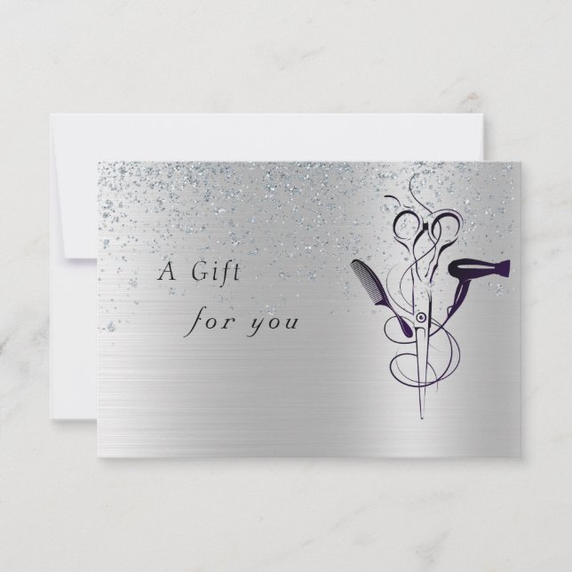 Silver Glitter Beauty Salon gift certificate (Front)