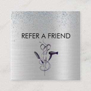Silver Glitter Beauty Salon Referral Card