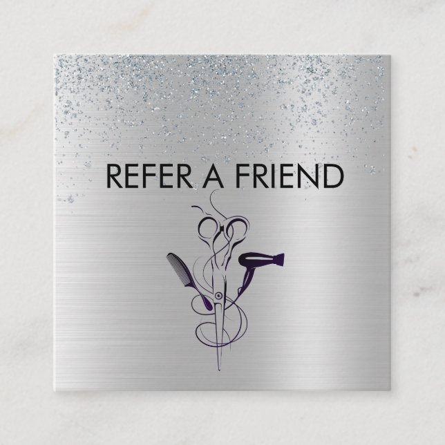 Silver Glitter Beauty Salon Referral Card (Front)