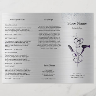 Silver Glitter Beauty Salon Trifold Bruchure
