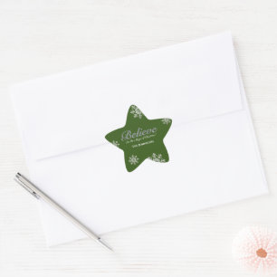 Silver Glitter Believe in the Magic of Christmas Star Sticker