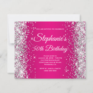 Silver Glitter Berry Hot Pink Ombre 50th Birthday