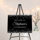 Silver Glitter Black 75th Birthday Welcome