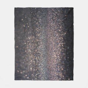 Silver Glitter: Black Bokeh Christmas Fleece Blanket