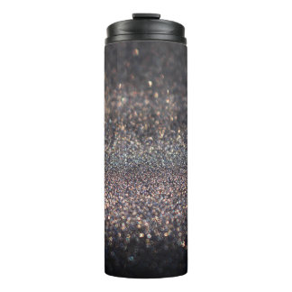 Silver Glitter: Black Bokeh Christmas Thermal Tumbler