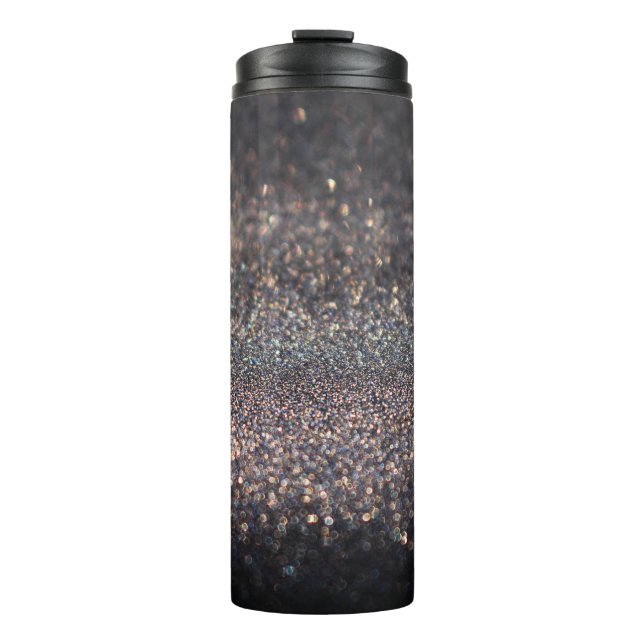 Silver Glitter: Black Bokeh Christmas Thermal Tumbler (Front)