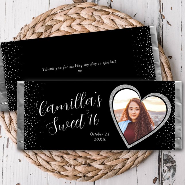 Silver Glitter Black Custom Candy Bar Wrapper (Creator Uploaded)