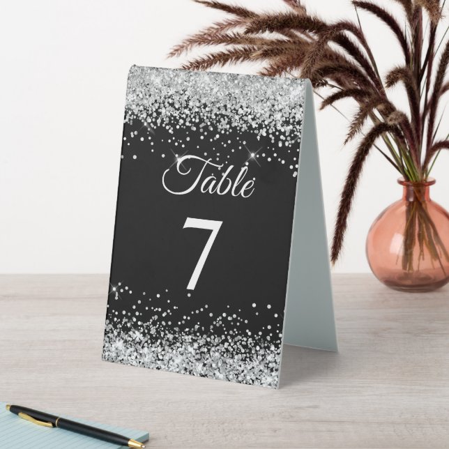 Silver Glitter Black Elegant Table Number (In SItu (Table))