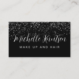 Silver Glitter Black  Makeup Artist Hair Salon  Business Card
