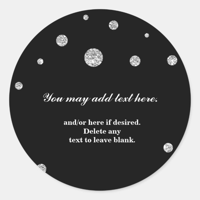 Silver Glitter Black Modern Wedding Bridal Sticker (Front)