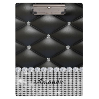 silver glitter black  monogram  clipboard