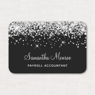 Silver Glitter Black Name Tag