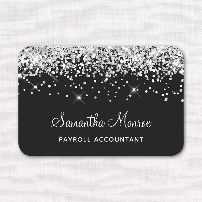 Silver Glitter Black Name Tag (Silver Glitter Black Name Tag)