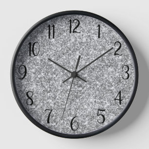 Silver Glitter Black Number Clock