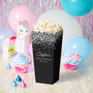 Silver Glitter Black Sweet Sixteen Favour Box