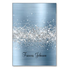 Silver Glitter Blue Foil Name Place Cards
