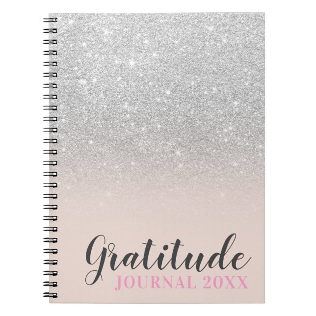 SIlver glitter blush pink gratitude journal (Front)