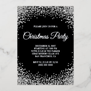 Silver Glitter Border Black Christmas Party