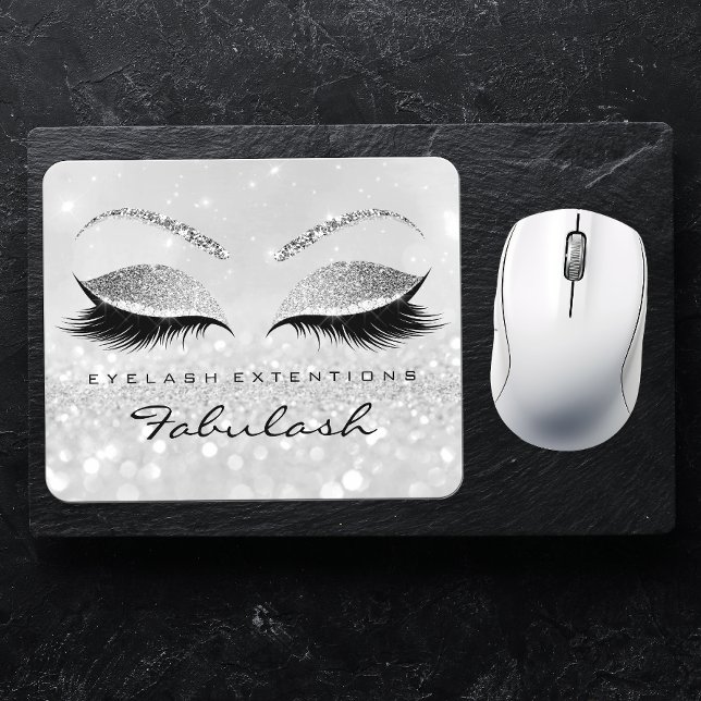 Silver Glitter Branding Beauty Studio Lashes 2Glam Mouse Mat (Creator Uploaded)