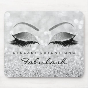 Silver Glitter Branding Beauty Studio Lashes Gray Mouse Mat