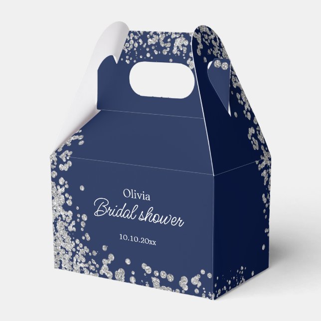 Silver Glitter Bridal Shower Favour Boxes (Front Side)