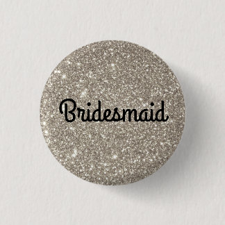 Silver Glitter Bridesmaid 3 Cm Round Badge