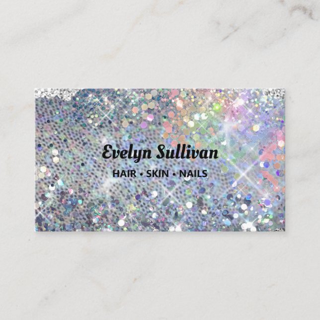 Silver glitter business card (Front)