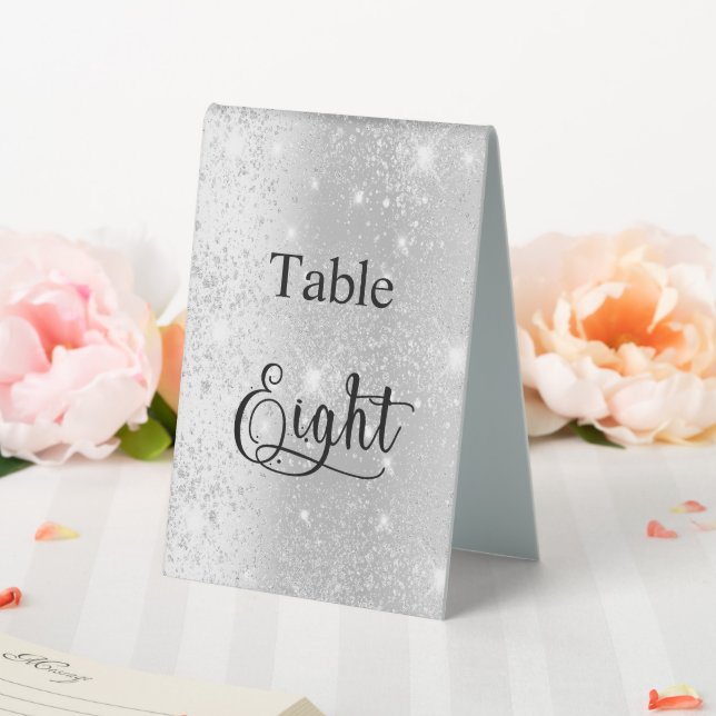 Silver glitter calligraphy table eight 8 cafe (In SItu (Wedding))