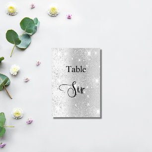 Silver glitter calligraphy table six 6 number