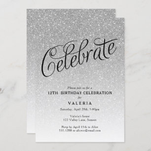 Silver Glitter Celebrate Invitation