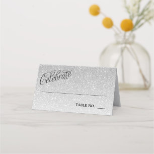 Silver Glitter Celebrate Place Card